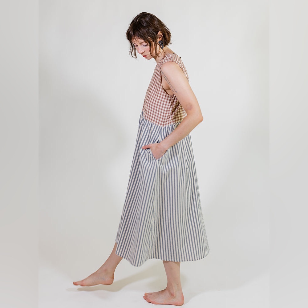 Mata Traders Lilah Gingham Striped Mixed Dress - Picture 4 of 12